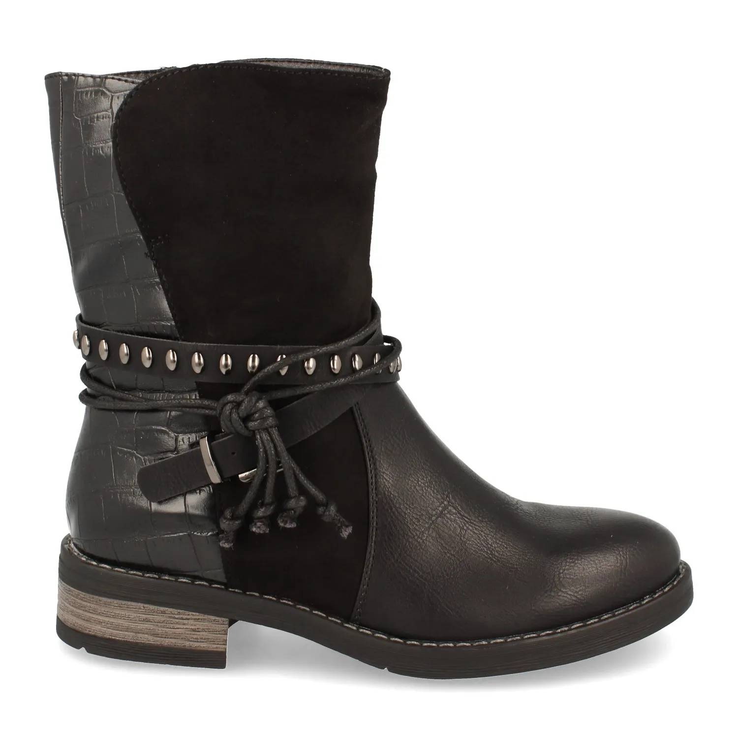 Vrouwen Platte Botin, Cross Bandjes, Met Metalen Gesp En Studs, Ritssluiting, Herfst Winter 2020