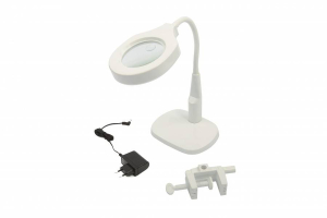 HBM 125 mm LED loupe lamp met voet en tafelklem